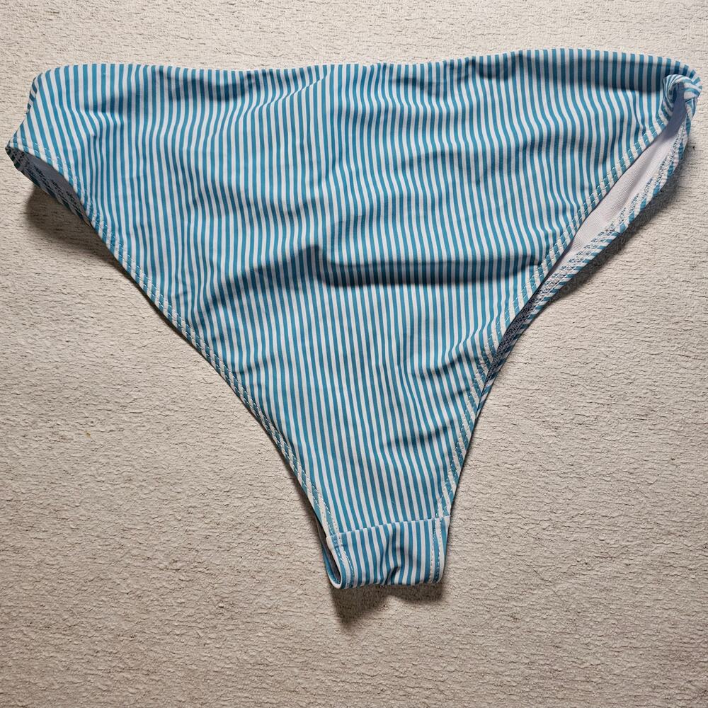 Shein XL Blue White Stripe Bikini Halter Swimwear Beach Vacation Pool Nautical - Picture 7 of 10